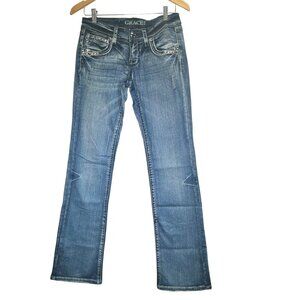 GRACE IN LA Jeans Women's Size 27 Flap Pocket Bling Cross Bootcut Low Rise
